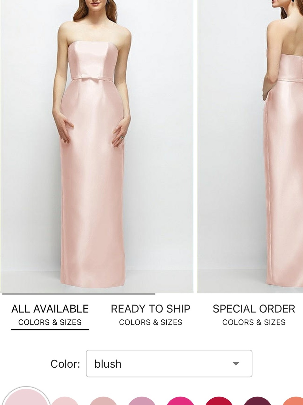 Elegant Strapless Pink Satin Maxi Dress with Bow Waist custom